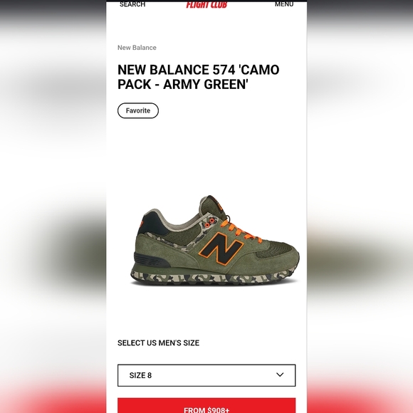 New Balance 574 Green/Camo - ML574CGR Men's Sz 9.5 VERY RARE Pair